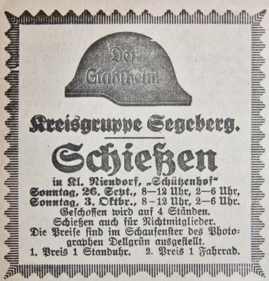Stahlhelm-Schie&szlig;en Bad Segeberg, SKTB 22 09 1926 