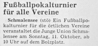 Fu&szlig;ballturnier der Jungen Union, SZ 08 10 1981 