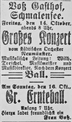 Konzert und Ernteball bei Meta  Vo&szlig;, SKTB 09 10 1921 