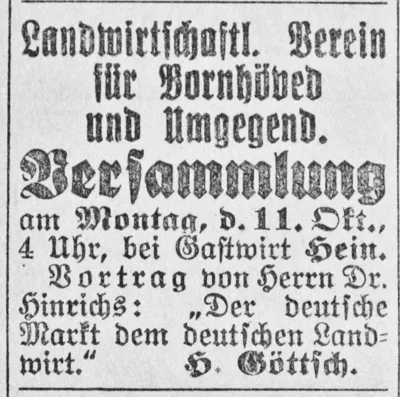 Landwirtschaftlicher Verein Bornh&ouml;ved, SKTB 09 10 1926 