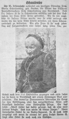 Maria Scharfenberg 95 Jahre alt, SKTB 27 10 1936 