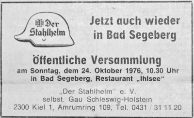 Der Stahlhelm meldet sich zur&uuml;ck, SZ 22 10 1976 