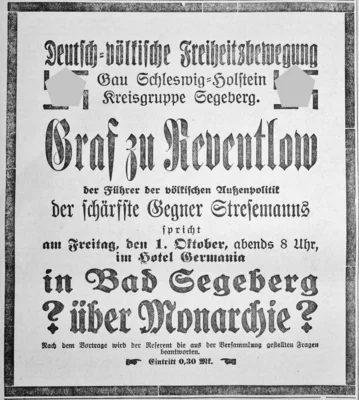 Deutsch-V&ouml;lkische in Bad Segeberg, SKTB 29 9 1926 