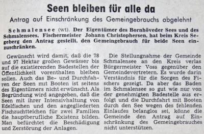 Nutzung des Schmalensees, SZ 11 11 1971 