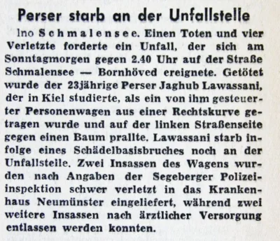 T&ouml;dlicher Verkehrsunfall, SZ 06 11 1961 