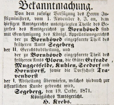 Aufl&ouml;sung Amtsgericht Bornh&ouml;ved, SKWB 04 11 1871 