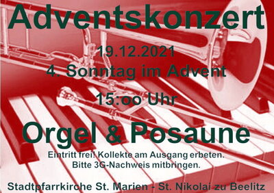 Adventskonzert Orgel & Posaune - 19.12. - 15 Uhr - Stadtpfarrkirche Beelitz