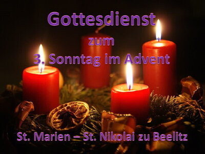 Herzliche Einladung zum GD am 3. Sonntag im Advent - 11 Uhr - in der bewärmten Winterkirche. (Bild vergrößern)