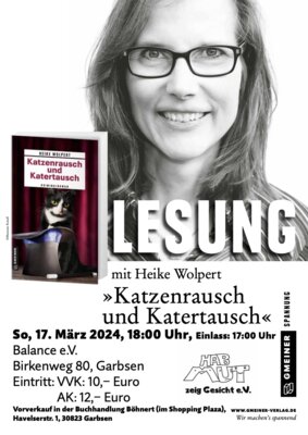 Katzen-Krimilesung mit Heike Wolpert in Garbsen am 17.03.2024 - Katzenrausch und Katertausch
