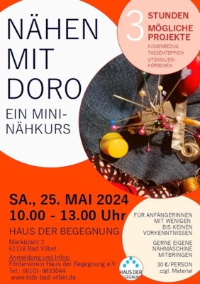 Veranstaltung: Nähen mit Doro - Kleine Nähprojekte für AnfängerInnen