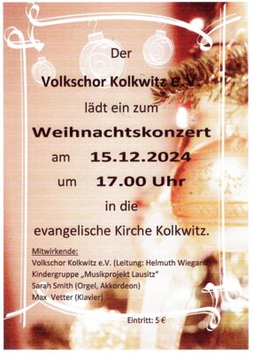 Einladung des Volkschores zum Weihnachtskonzert 2024