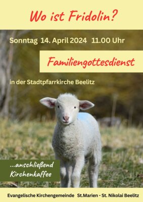 Herzlich willkommen zum Familiengottesdienst am 14. April um 11:oo Uhr in unserer Stadtpfarrkirche zu Beelitz.