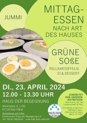 Veranstaltung: Mittagessen nach Art des Hauses - heute: Hühnerfrikassee mit REis und Dessert