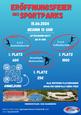 Plakat Eröffnungsfeier des Sportparks im Europaquartier in Quakenbrück