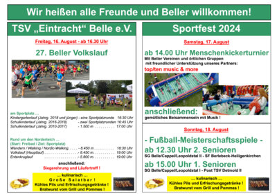 Sportfestprogramm TSV Belle 2024