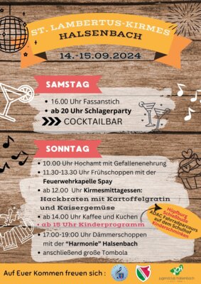 Kirmes Halsenbach 2024 - Programm und Plakat