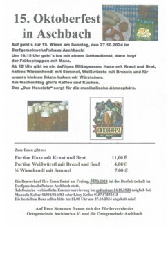 Flyer Oktoberfest 2024