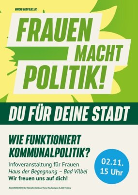 Veranstaltung: FRAUEN MACHT POLITIK - DU FÜR DEINE STADT: Wie funktioniert Kommunalpolitik Sa 02.​11.​2024