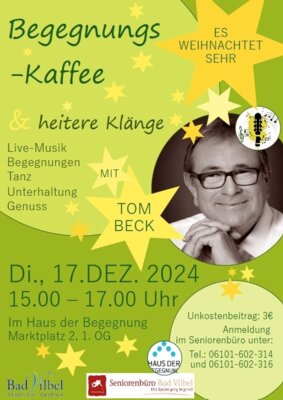 Veranstaltung: Weihnachtslicher Begegnungskaffee mit Tom Beck Di 17.​12.​2024