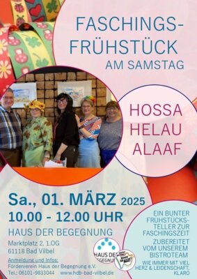 Veranstaltung: AUSGEBUCHT! Faschingsfrühstück am Samstag Sa 01.​03.​2025