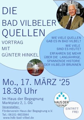 Veranstaltung: Die Bad Vilbeler Quellen - Vortrag mit Günter Hinkel Mo 17.​03.​2025