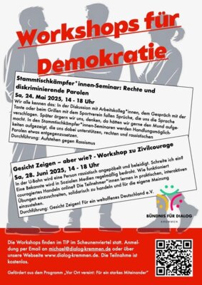 Veranstaltung: Workshops für Demokratie: Gesicht zeigen - aber wie? - Workshop zu Zivilcourage Sa 28. 06. 2025
