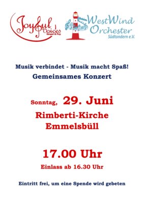 Veranstaltung: Gemeinsames Konzert von „Joyful Voice“ und WestWindOrchester