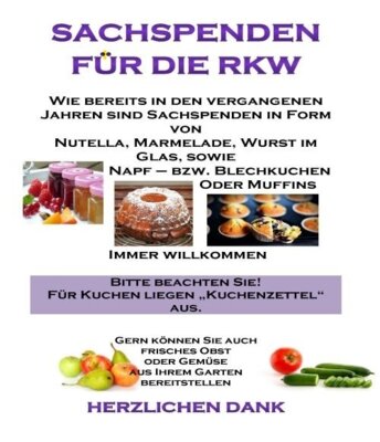 Bitte die Spenden bei Frau Harbusch oder Frau Ausmeier abgeben!
