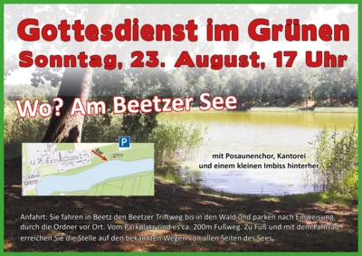 Veranstaltung: Gottesdienst im Gr&uuml;nen am Beetzer See