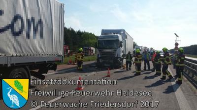 Vorschaubild: Einsatz 17/2017 | VU 3x LKW 1x PKW | BAB 12 AS Storkow - AS Friedersdorf