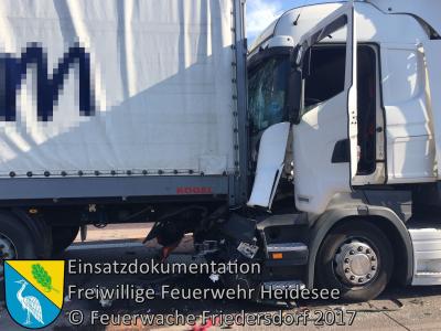 Vorschaubild: Einsatz 17/2017 | VU 3x LKW 1x PKW | BAB 12 AS Storkow - AS Friedersdorf