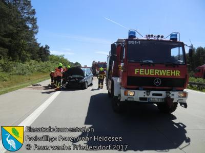 Vorschaubild: Einsatz 25/2017 | PKW in Leitplanke | BAB 10 AD Spreeau - AS Niederlehme | 01.06.2017