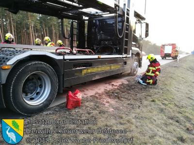 Vorschaubild: Einsatz 13/2018 | Dieselaustritt aus LKW | BAB 10 AD Spreeau - AS Niederlehme