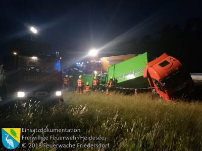 Vorschaubild: Einsatz 61/2018 | VU LKW in Graben | BAB 12 AS Friedersdorf - AS Storkow | 21.07.2018
