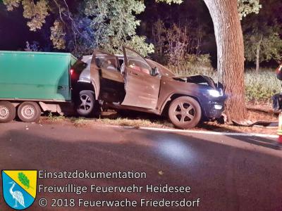 Vorschaubild: Einsatz 70/2018 | PKW gegen Baum | Gussow Gräbendorfer Straße