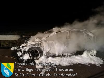 Vorschaubild: Einsatz 101/2018 | PKW in Vollbrand | BAB 12 AS Friedersdorf - AS Storkow