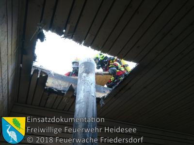 Vorschaubild: Einsatz 109/2018 | Brennt Zwischendecke am Gebäude | Blossin Waldweg