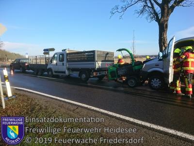 Vorschaubild: Einsatz 8/2019 | VU 3x Transporter | L 40 OV Wolzig - Friedersdorf