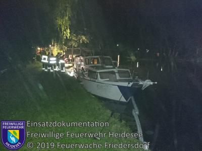 Vorschaubild: Einsatz 47/2019 | Dieselaustritt aus Boot | Wolzig Storkower Kanal
