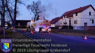 Vorschaubild: Einsatz 101/2019 | Brennender LKW | Gräbendorf Karl-Woitschach-Straße
