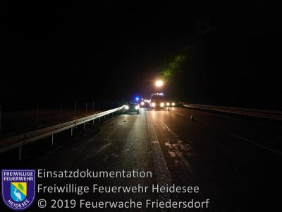 Vorschaubild: Einsatz 103/2019 | VU 2x PKW in Leitplanke | BAB 12 AS Friedersdorf - AS Storkow
