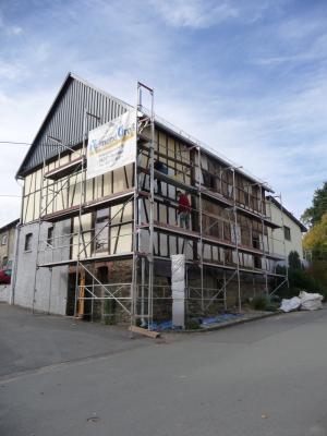 Fachwerksanierung Stra&szlig;enfassade Ost Herbst 2012   (Bild vergr&ouml;&szlig;ern)