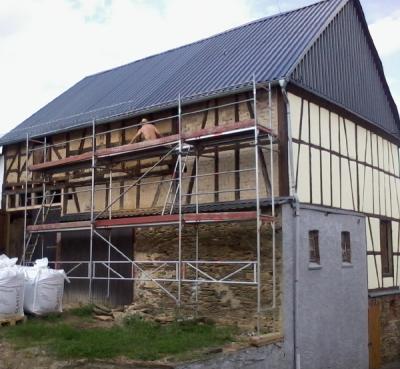 Sanierung Lehmputz Aussenfassade West 2012  (Bild vergr&ouml;&szlig;ern)