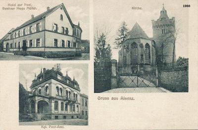 Vorschaubild: 1920 - Kirche, Bayr. Postamt und Hotel zur Post
