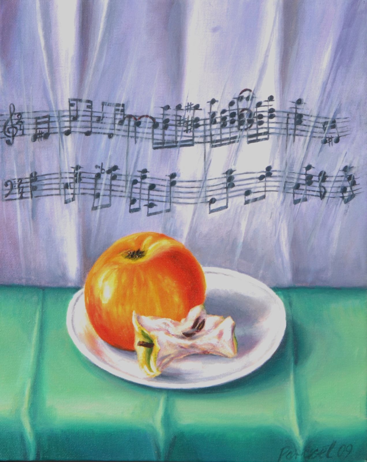 "Apple & Scrapple" (Hommage an Scott Joplin und Charlie Parker), &Ouml;l auf Lwd.  30 x 24 cm.  2009 