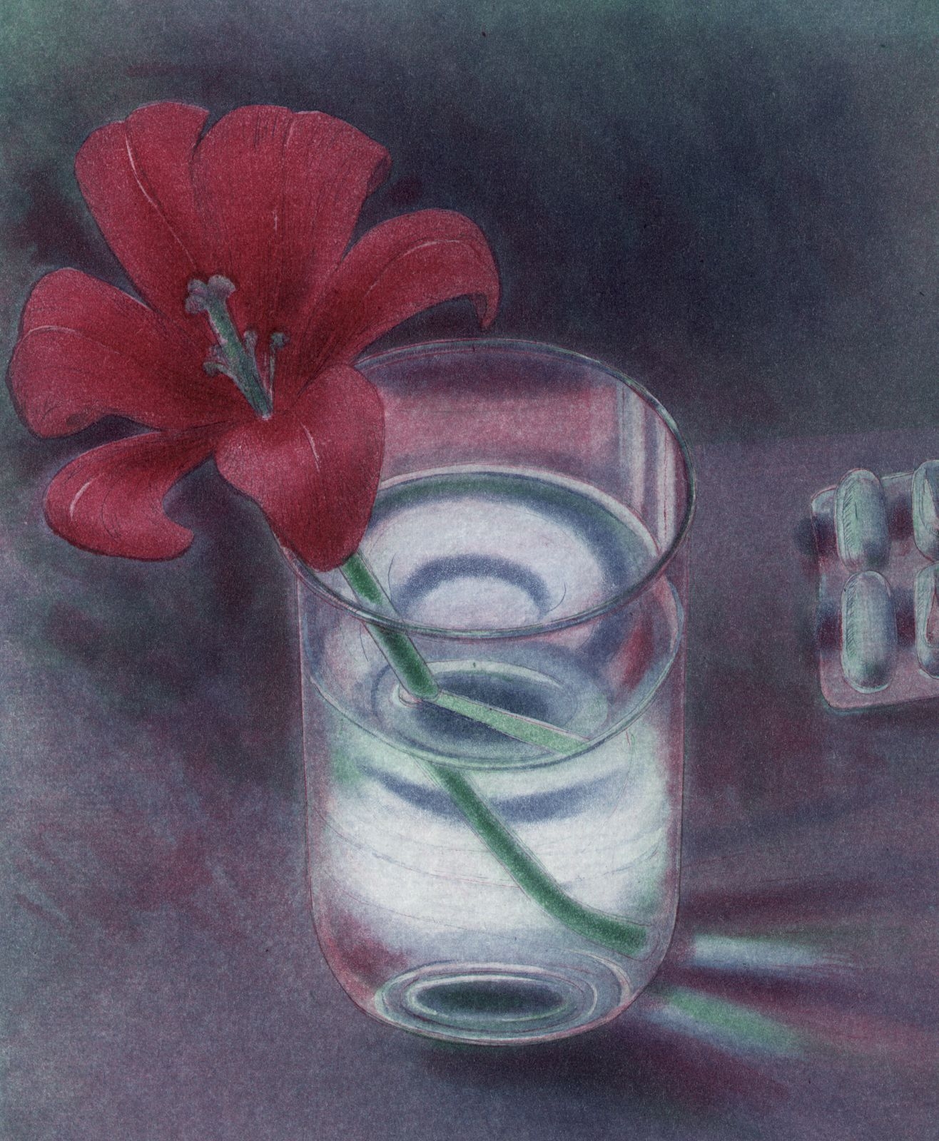 "Still Leben", Farbradierung  19,6 x 16 cm.  Auflage 100   1982 