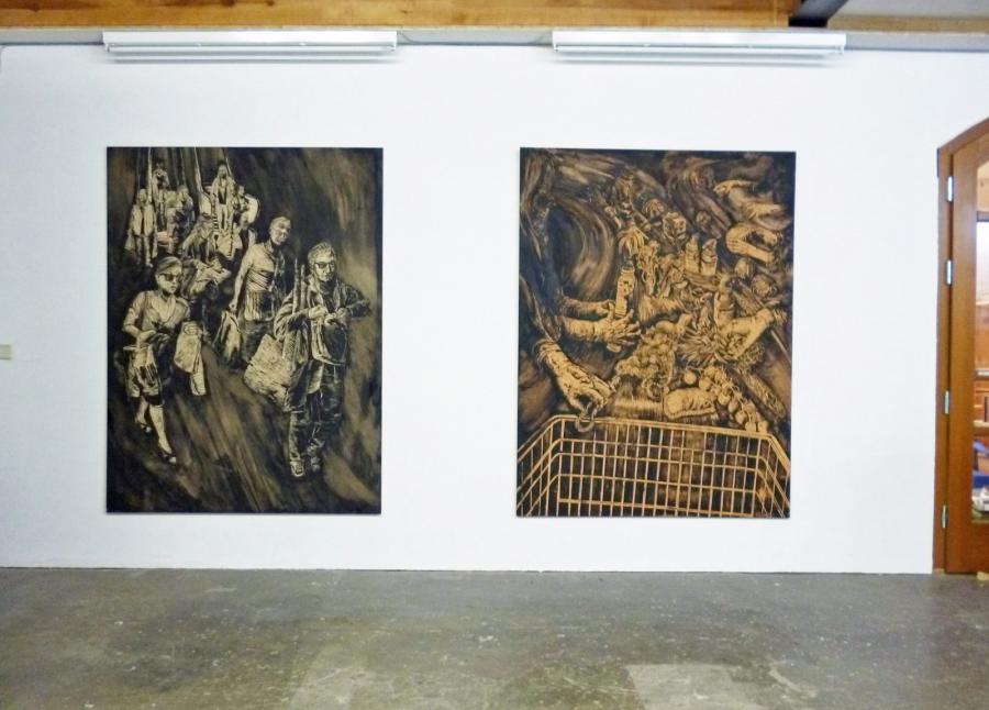 Foto der Galerie: Beutezug, 2013, Linolschnittobjekt, 200 x 150 cm