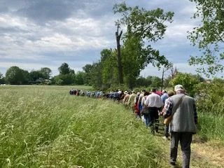 Besucher aus Bamberg auf den Spuren des Bischofs Otto von Bamberg am Rande der Slawischen Burgstadt Uznam am 22.05.2024  (Bild vergr&ouml;&szlig;ern)