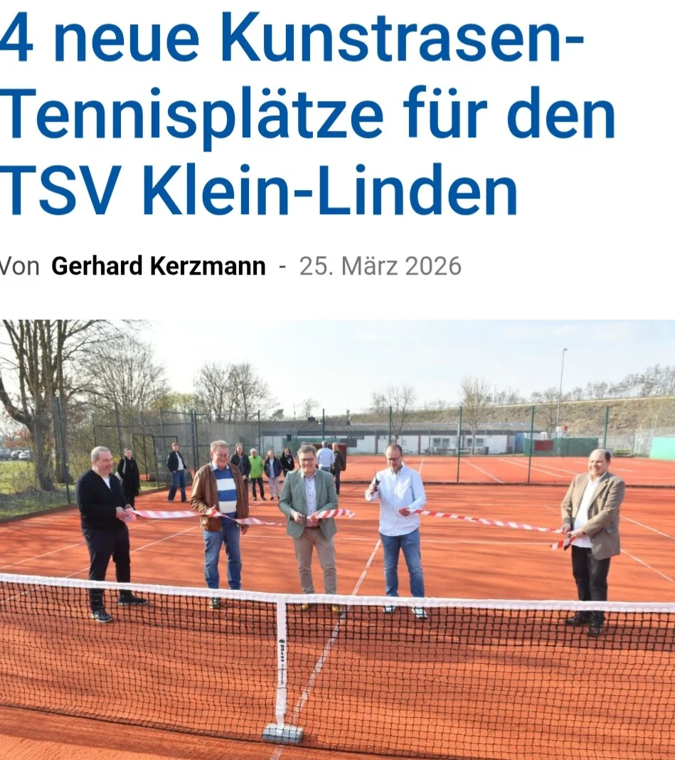 Zur Galerie: Zeitungsartikel  4 neue Kunstrasen-Tennisplätze für den TSV