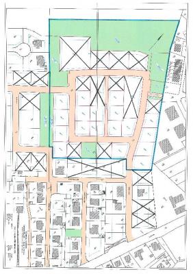 X - Verkauft Bereich des B-Plans 39 ist blau umrahmt.